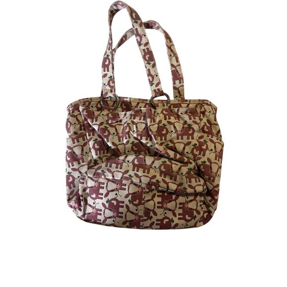 Bungalow 360 Cow Print Canvas Tote Bag – Vegan-Friendly Green Polka Dot Interior - Picture 2 of 4